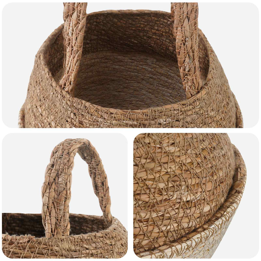 Plantenpot met handvatten Wit Ø 22 x 20 cm 100% Zeegras