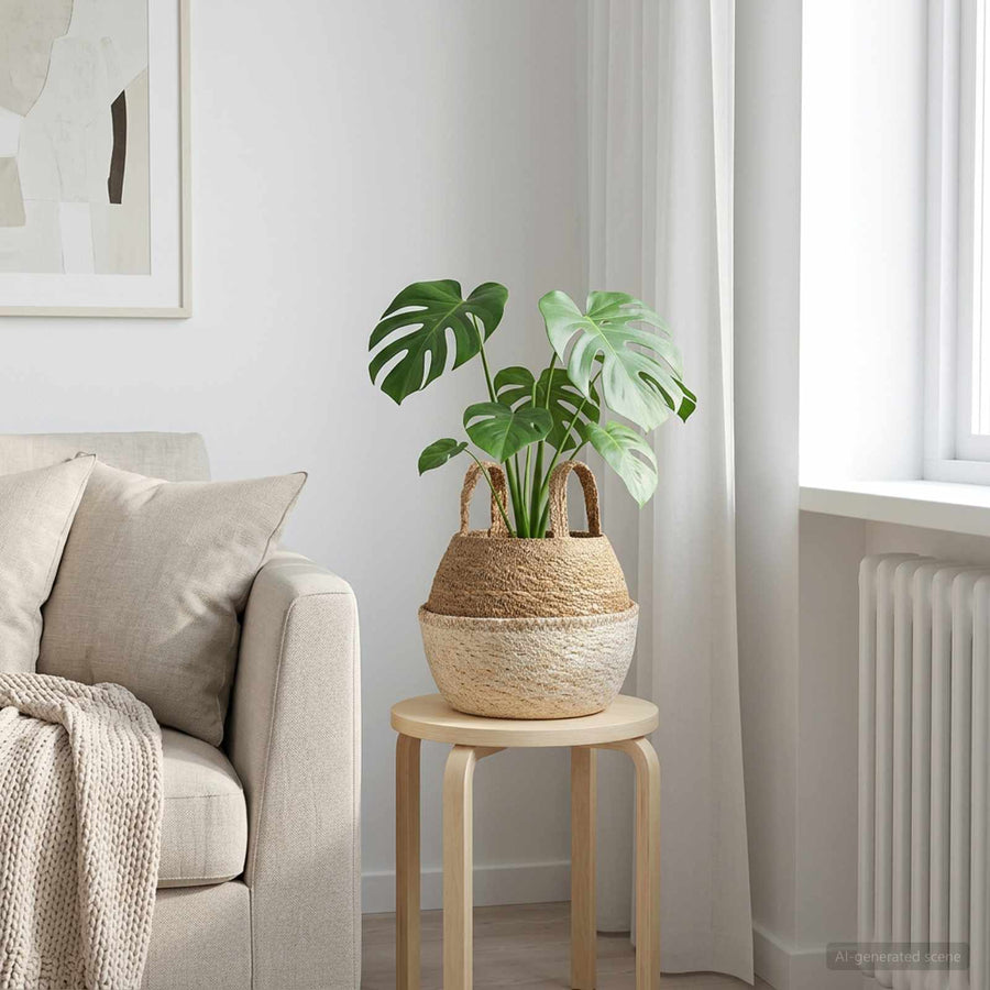 Plantenpot met handvatten Wit Ø 22 x 20 cm 100% Zeegras