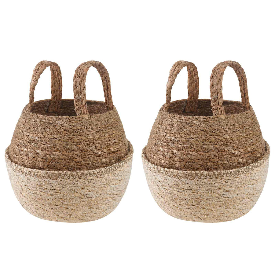 Plantenpot met handvatten 2 pcs Wit Ø 22 x 20 cm 100% Zeegras