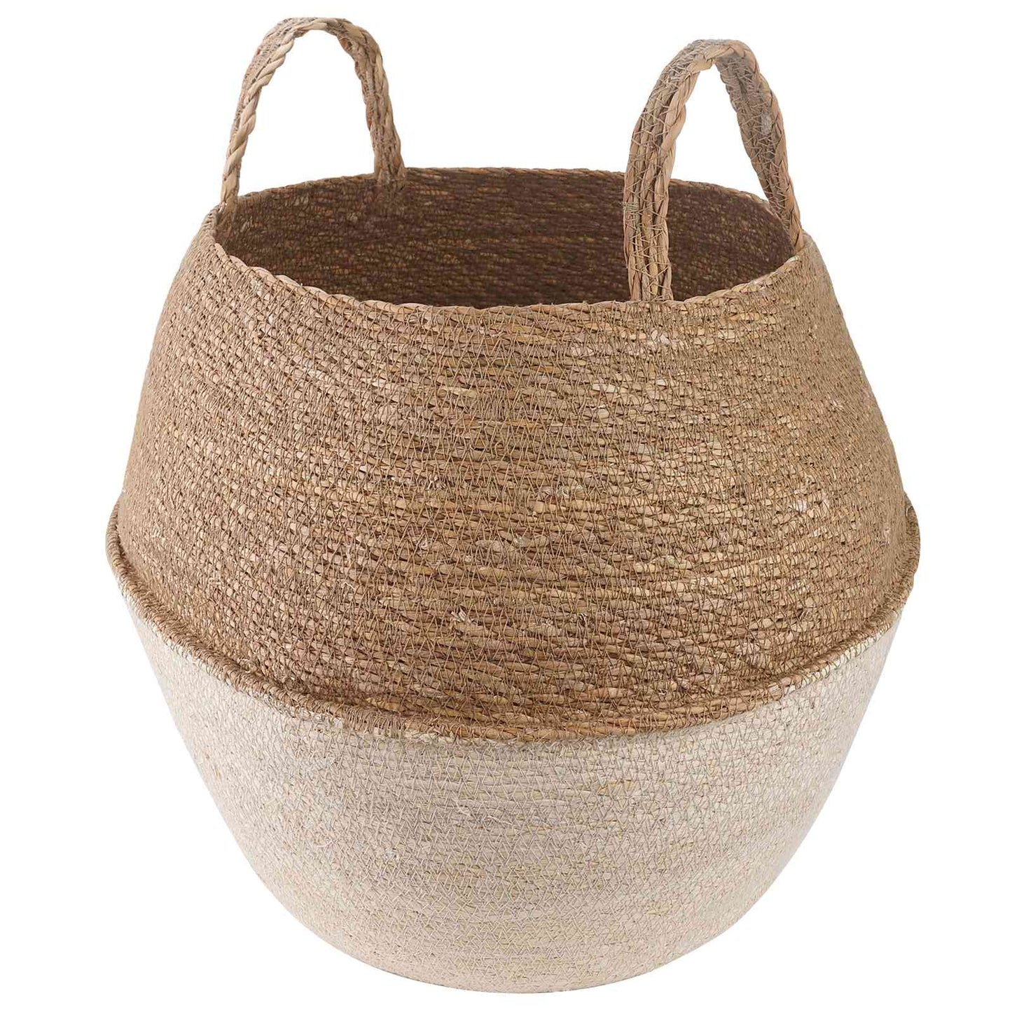 Plantenpot met handvatten Wit Ø 32 x 32 cm 100% Zeegras