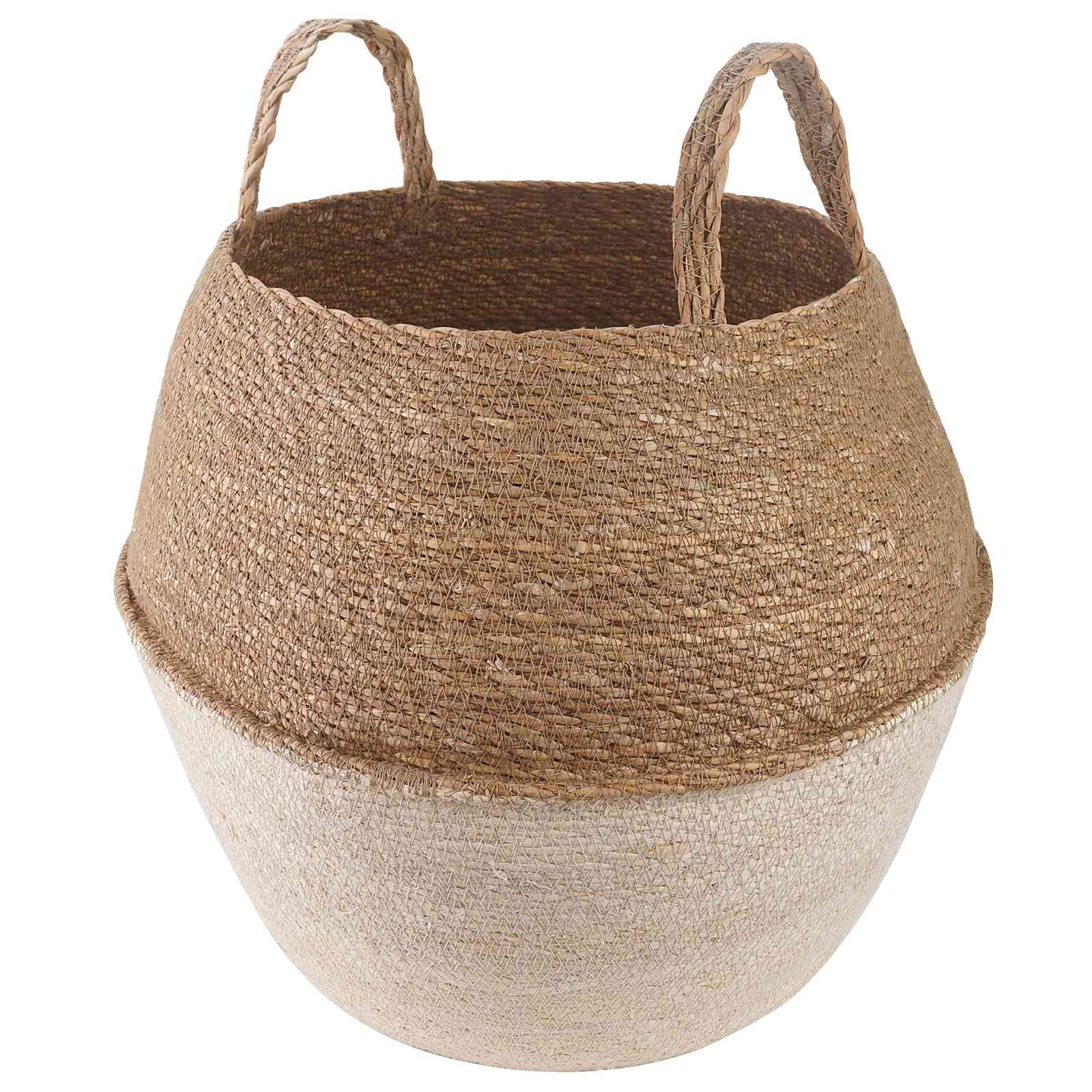 Plantenpot met handvatten Wit Ø 32 x 32 cm 100% Zeegras