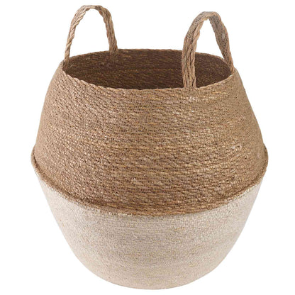 Plantenpot met handvatten Wit Ø 32 x 32 cm 100% Zeegras