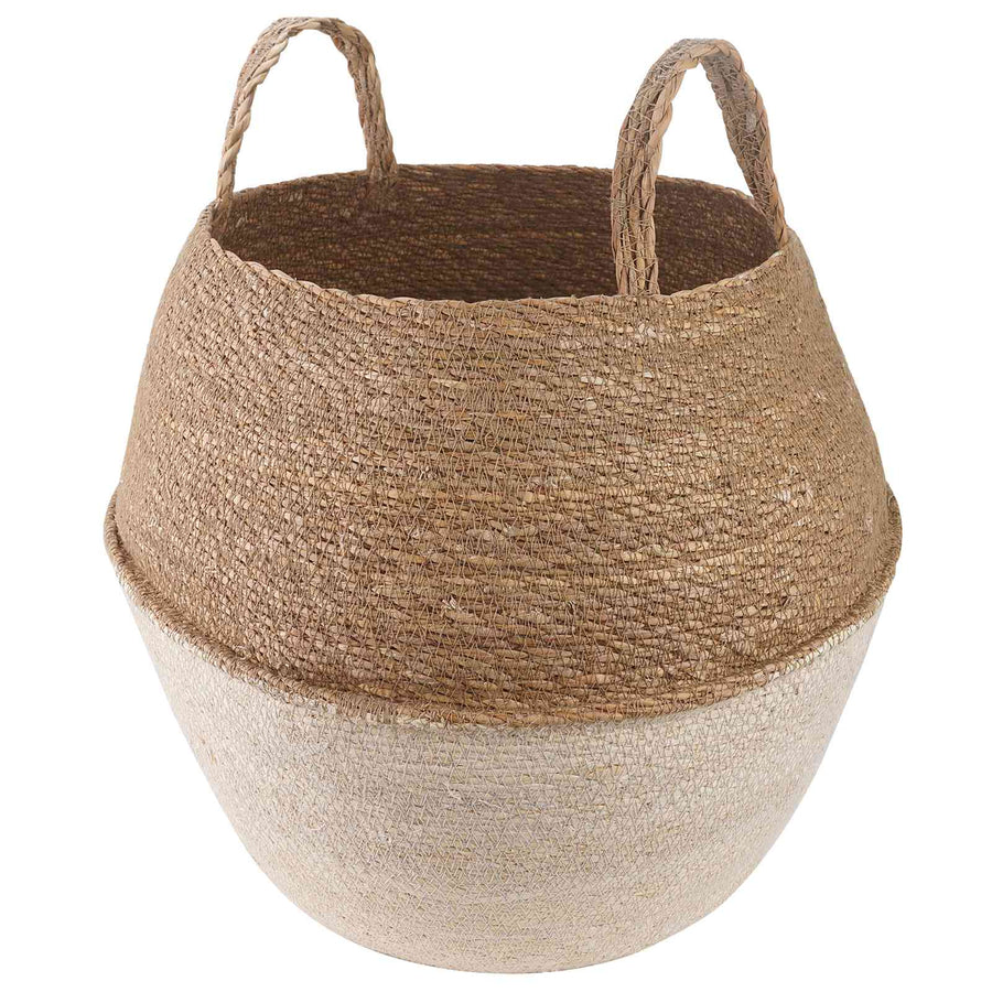 Plantenpot met handvatten Wit Ø 32 x 32 cm 100% Zeegras