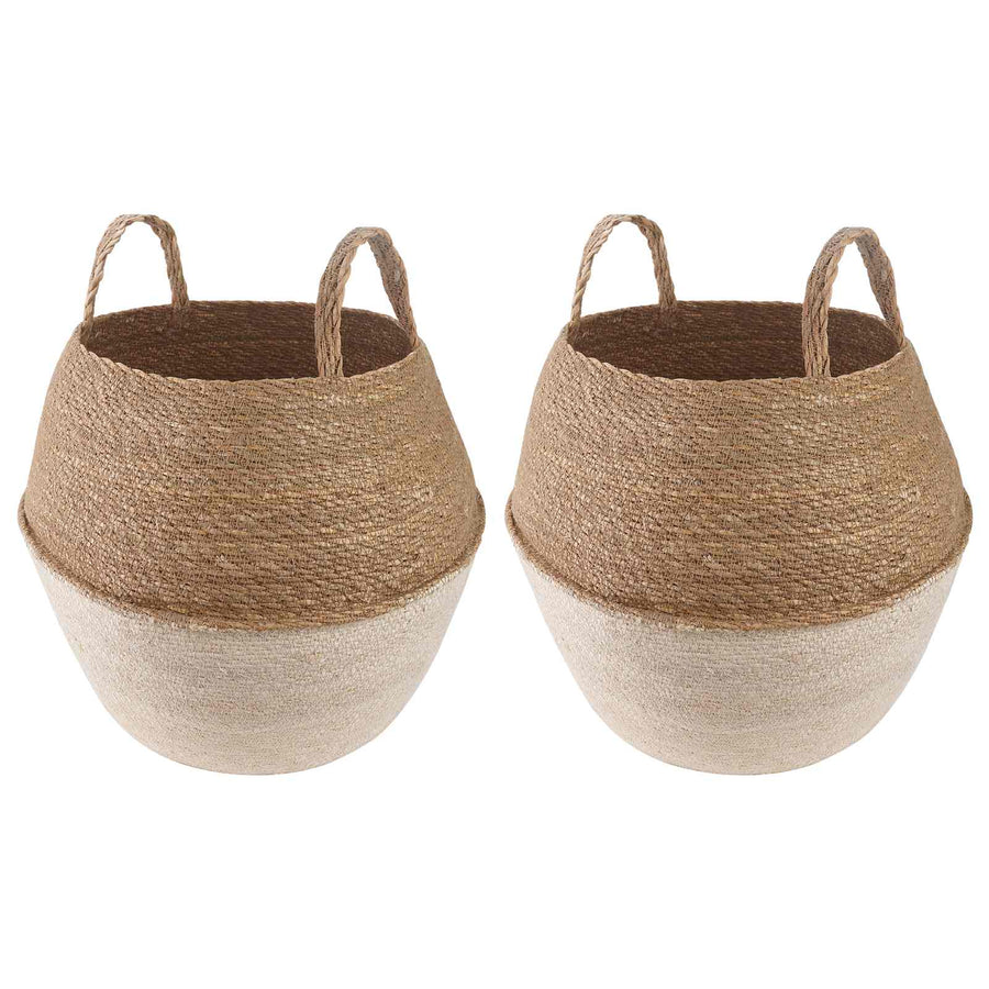 Plantenpot met handvatten 2 pcs Wit Ø 32 x 32 cm 100% Zeegras