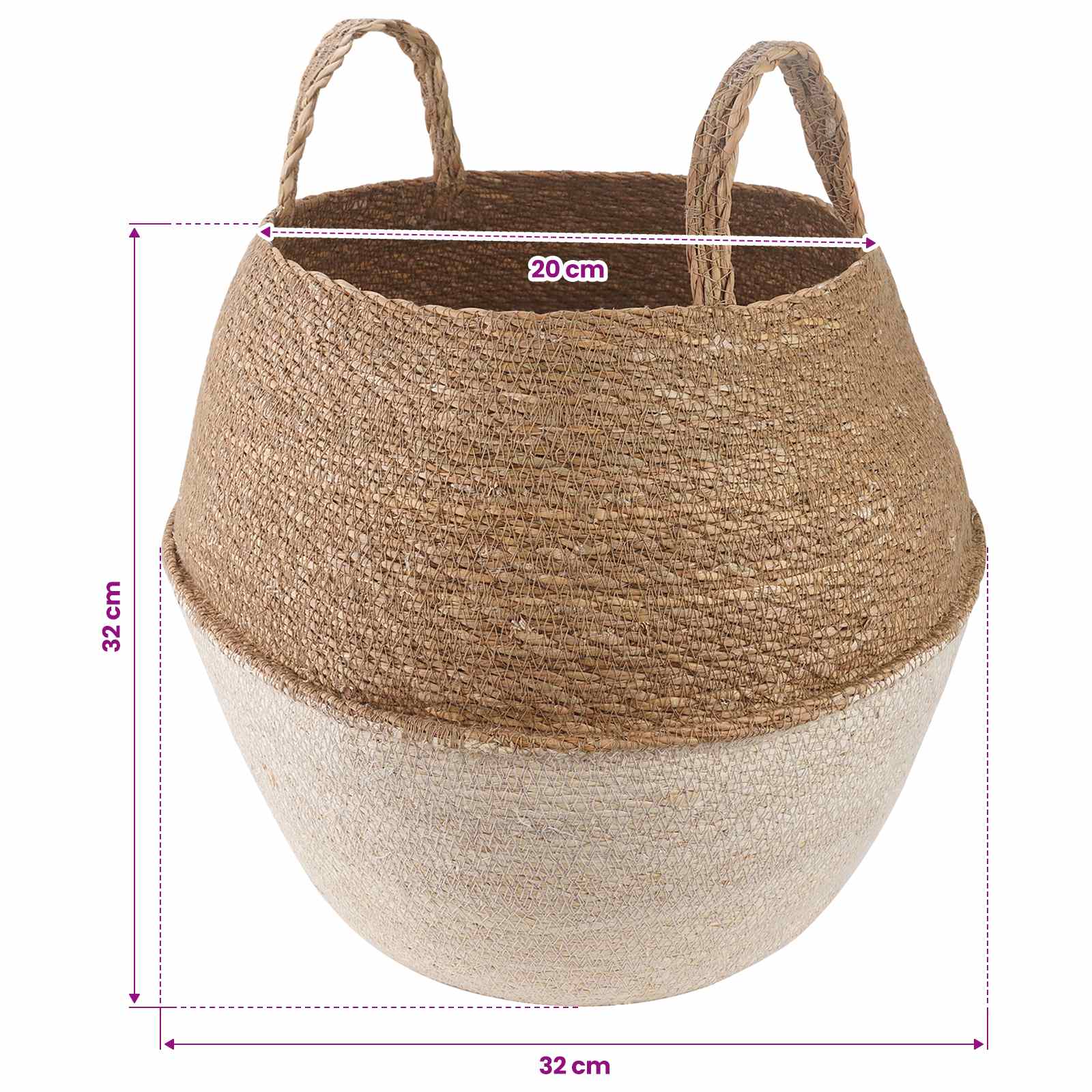 Plantenpot met handvatten 2 pcs Wit Ø 32 x 32 cm 100% Zeegras