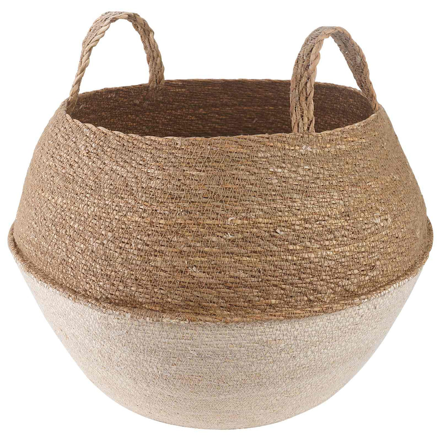 Plantenpot met handvatten Wit Ø 45 x 36 cm 100% Zeegras