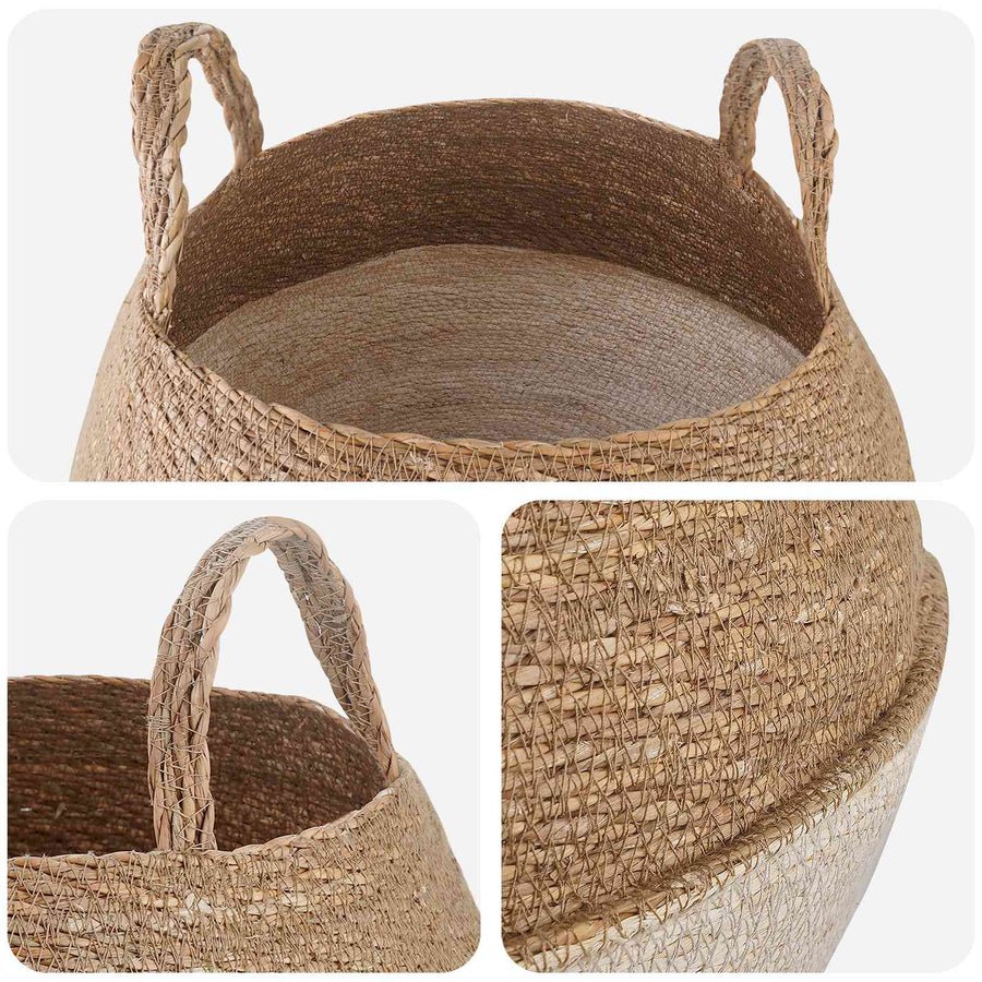 Plantenpot met handvatten 2 pcs Wit Ø 45 x 36 cm 100% Zeegras