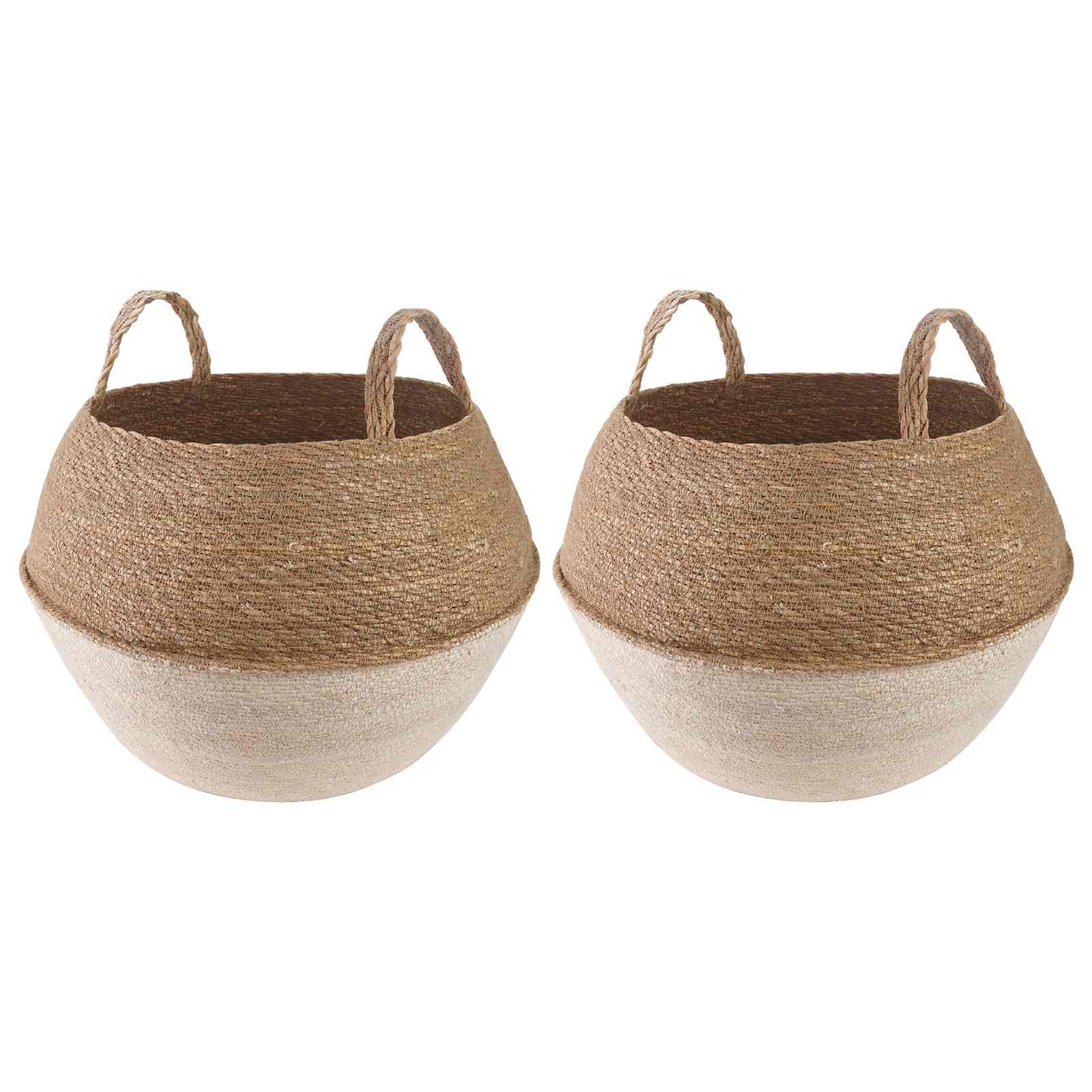 Plantenpot met handvatten 2 pcs Wit Ø 45 x 36 cm 100% Zeegras