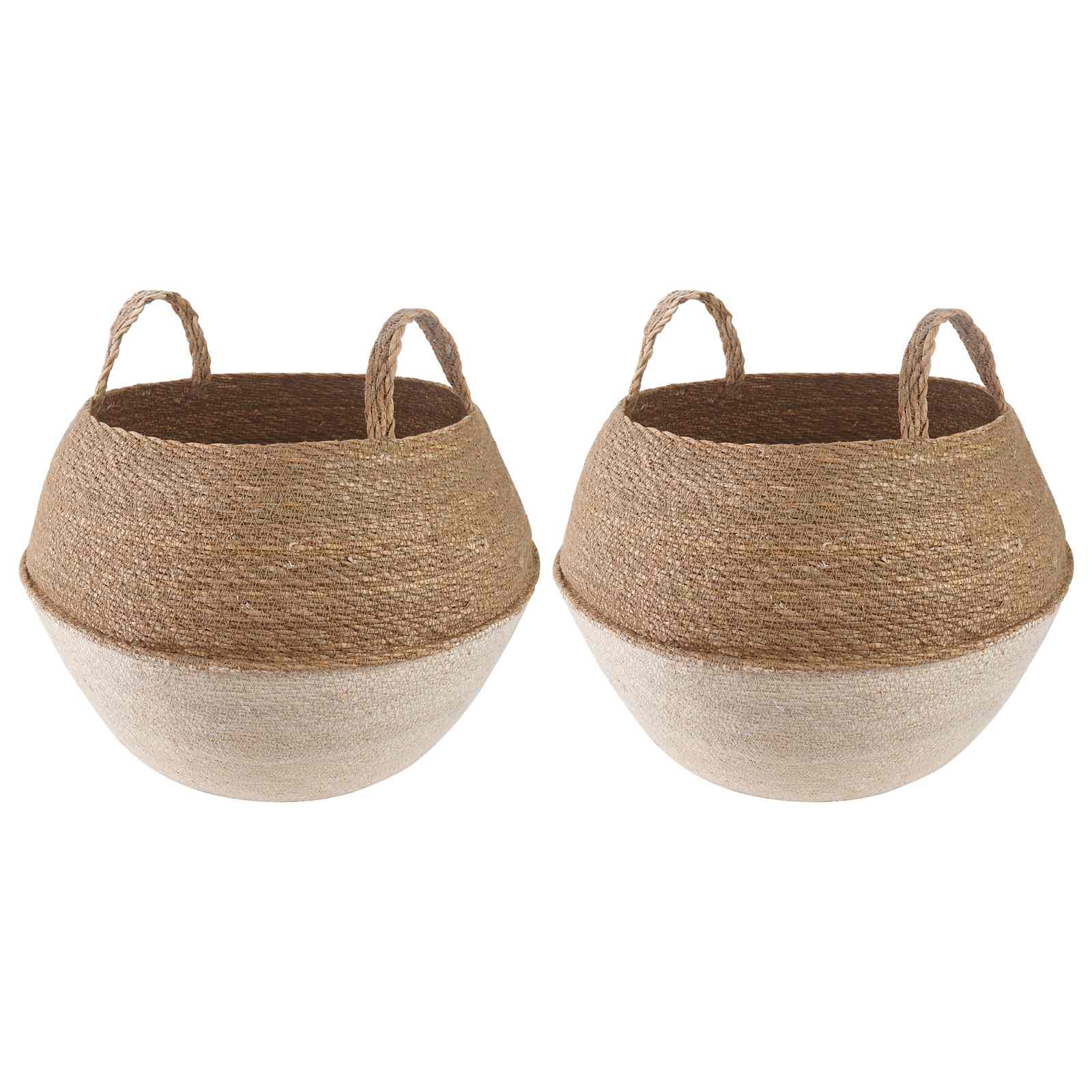 Plantenpot met handvatten 2 pcs Wit Ø 45 x 36 cm 100% Zeegras