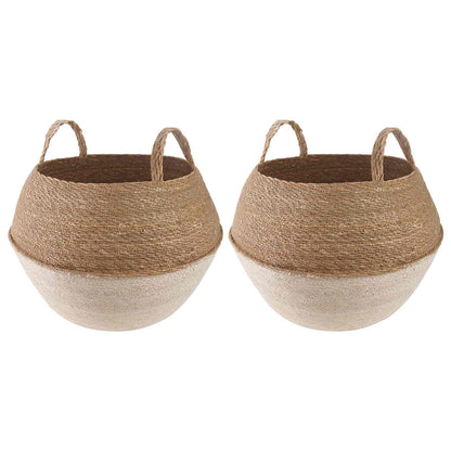 Plantenpot met handvatten 2 pcs Wit Ø 45 x 36 cm 100% Zeegras