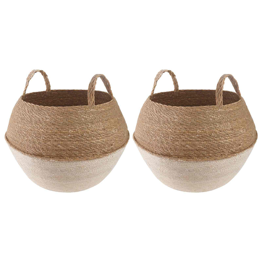 Plantenpot met handvatten 2 pcs Wit Ø 45 x 36 cm 100% Zeegras