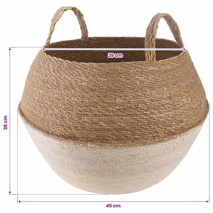 Plantenpot met handvatten 2 pcs Wit Ø 45 x 36 cm 100% Zeegras