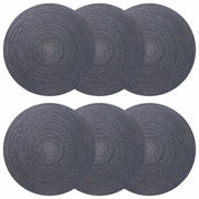 Placemats jute 6 stuks Ø 30 cm donkergrijs