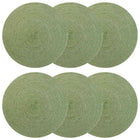 Jute placemats 6 st olijfgroen 30 cm