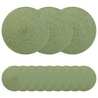 Jute placemats 12 st olijfgroen Ø 30 cm