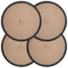 Placemats jute 4 st rond 30 cm naturel zwart