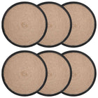 Jute placemats 6 st naturel zwart 30 cm