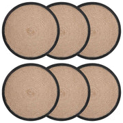 Jute placemats 6 st naturel zwart 30 cm
