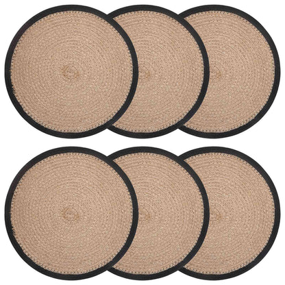 Jute placematten 6 st Naturel en Zwart 100% Tossa Jute