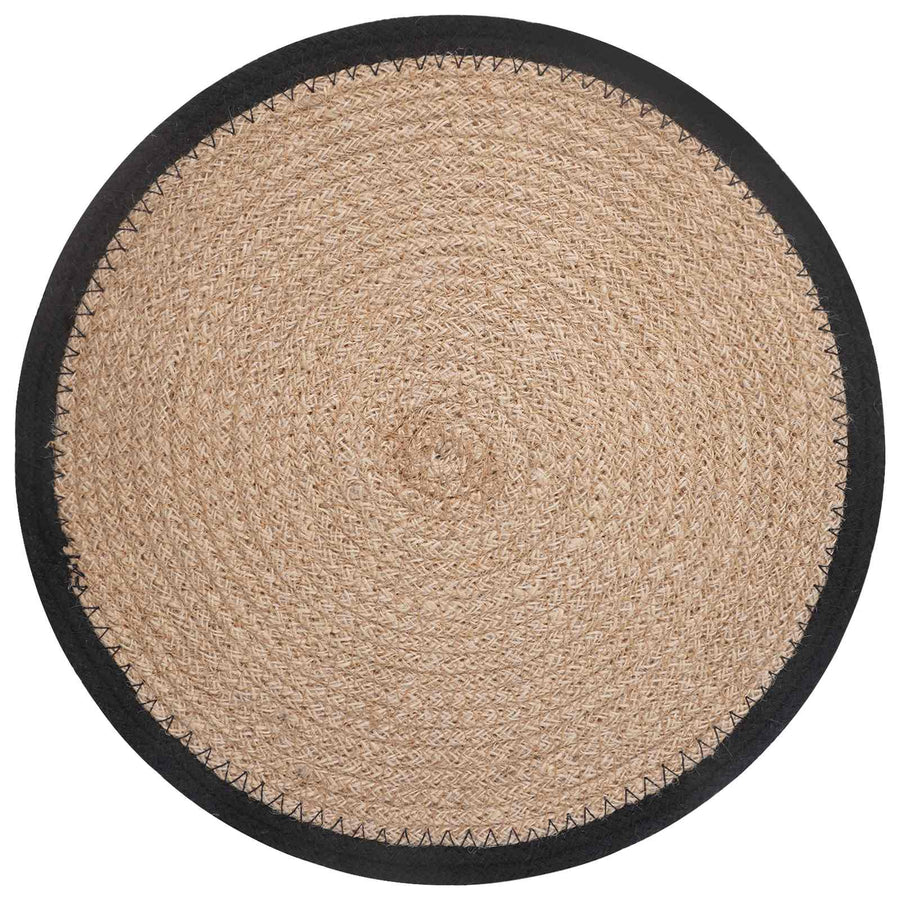 Jute placematten 12 st Naturel en Zwart 100% Tossa Jute