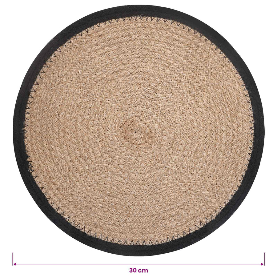 Jute placematten 12 st Naturel en Zwart 100% Tossa Jute