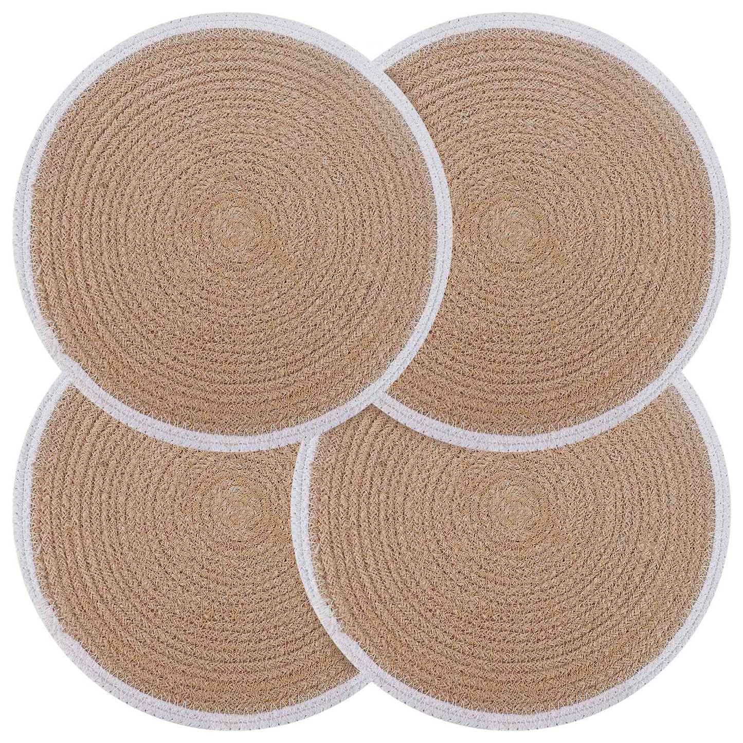 Jute placematten 4 st Natuurlijk en Wit 100% Tossa Jute