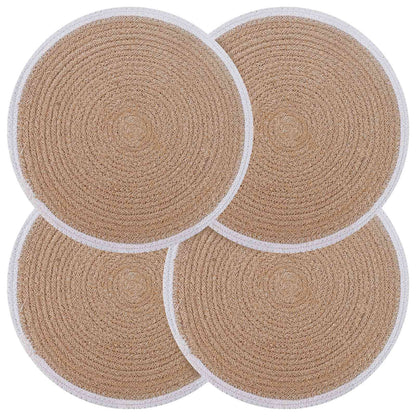 Jute placematten 4 st Natuurlijk en Wit 100% Tossa Jute