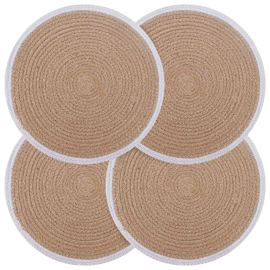 Jute placematten 4 st Natuurlijk en Wit 100% Tossa Jute