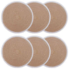 Placemats jute 6 stuks 30 cm natuurlijk wit