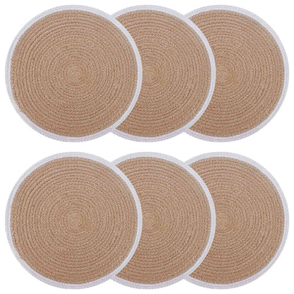 Jute placematten 6 st Natuurlijk en Wit 100% Tossa Jute