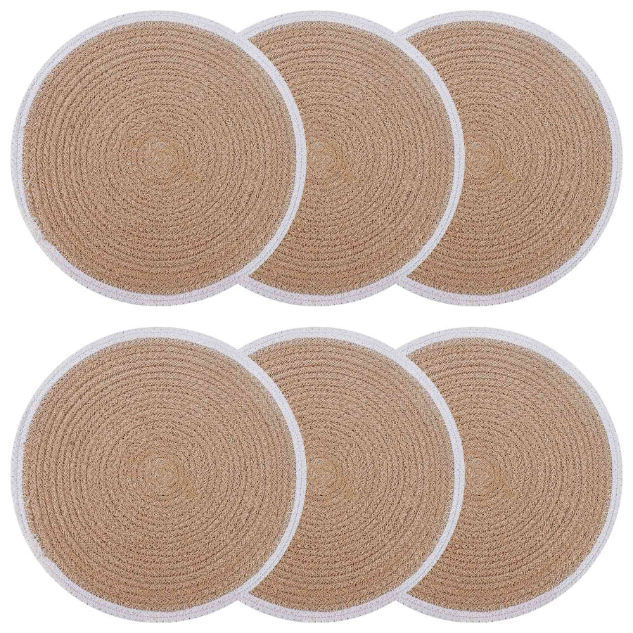 Jute placematten 6 st Natuurlijk en Wit 100% Tossa Jute