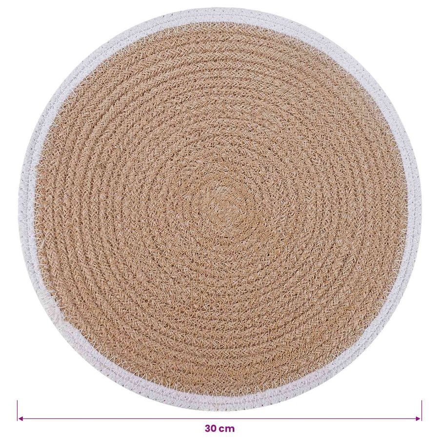 Jute placematten 6 st Natuurlijk en Wit 100% Tossa Jute