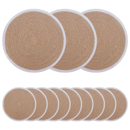 Jute placematten 12 st Natuurlijk en Wit 100% Tossa Jute