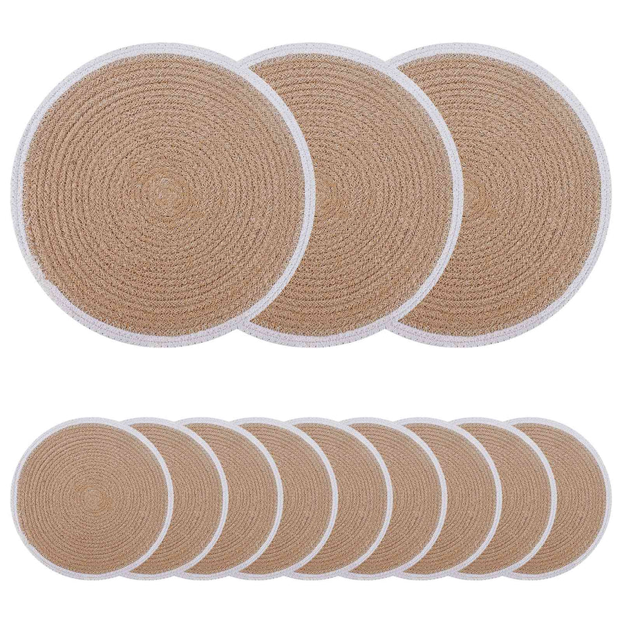 Jute placematten 12 st Natuurlijk en Wit 100% Tossa Jute