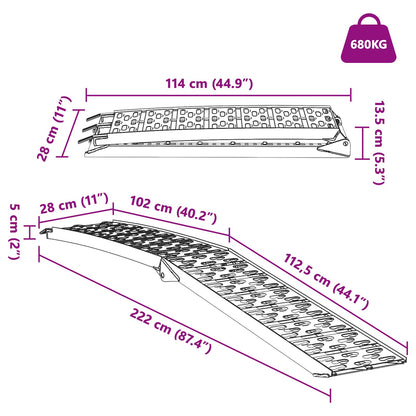 Laad Ramp 2 pcs Zilver 222 x 29 x 14 cm Aluminium