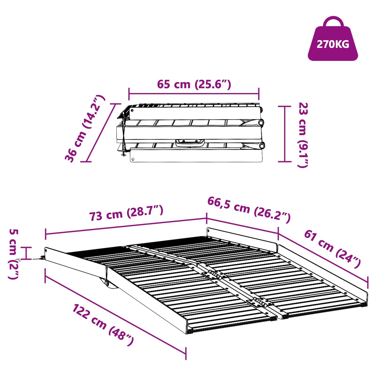 Rolstoelhelling Zilver 122 x 73,5 x 11 cm Aluminium