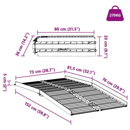 Rolstoelhelling Zilver 152 x 73 x 11 cm Aluminium