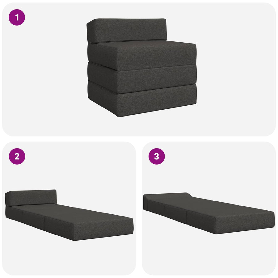 Vouwbare Bankbed Donkergrijs 200 x 70 x 15 cm Stof