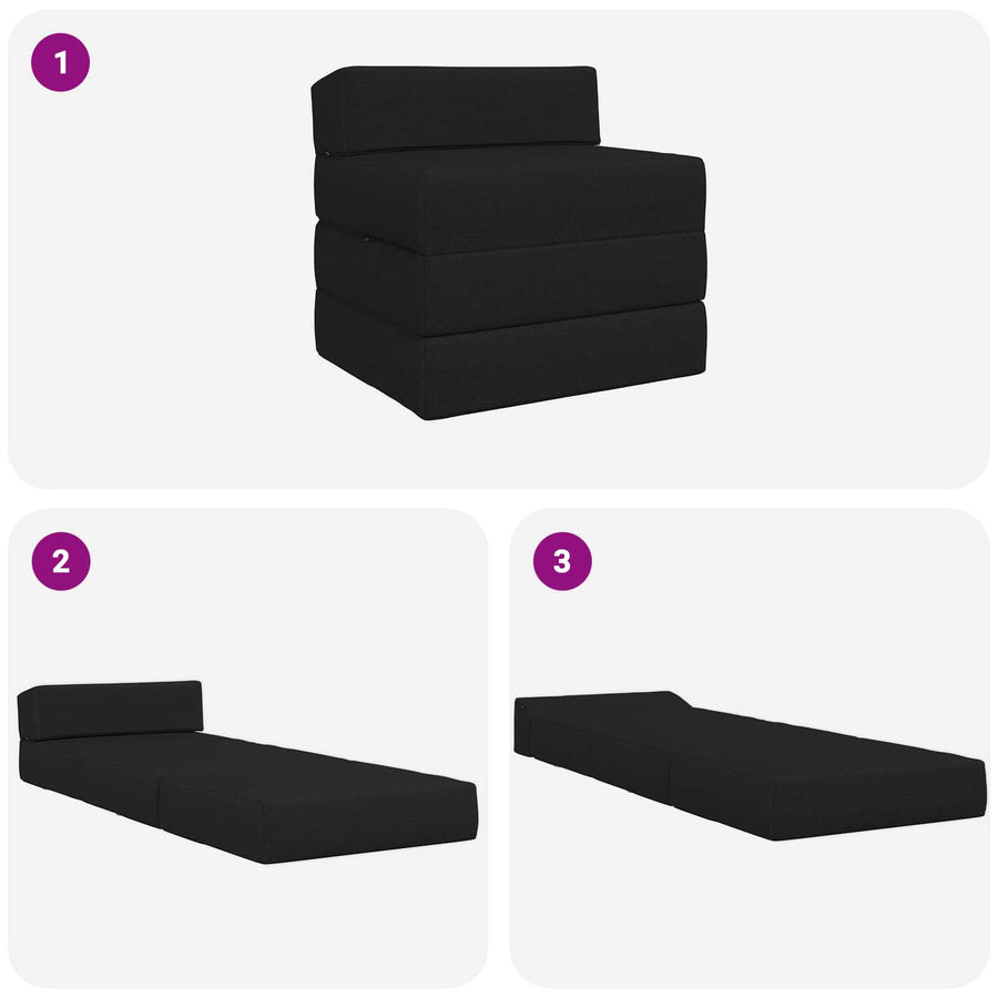 Vouwbare Bankbed Zwart 200 x 70 x 15 cm Stof