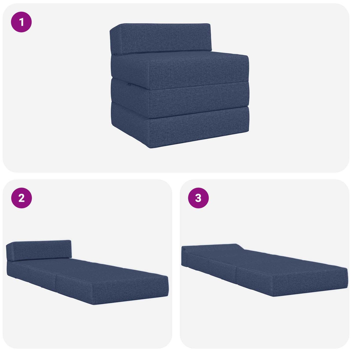 Vouwbare Bankbed Blauw 200 x 70 x 15 cm Stof