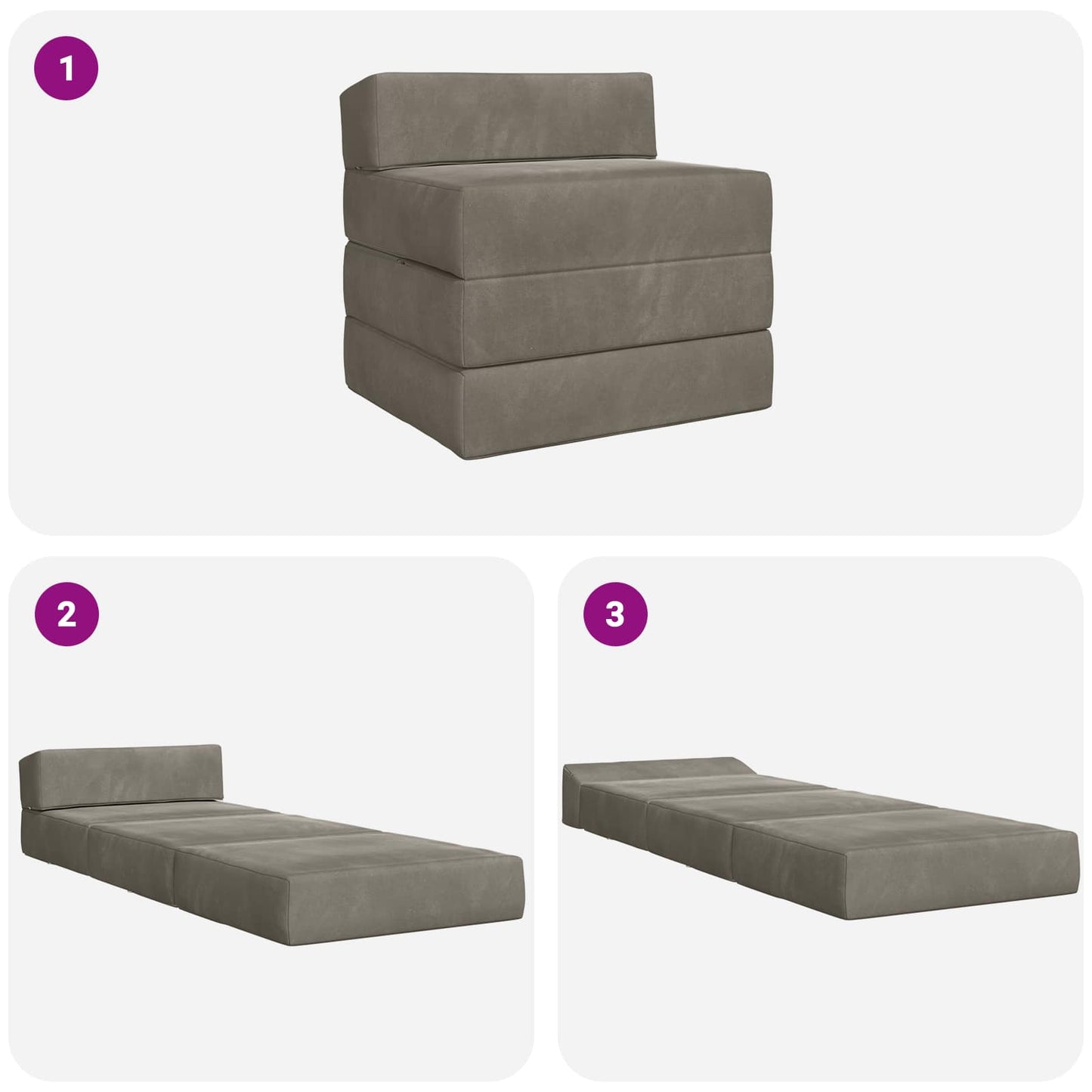Vouwbare Bankbed Lichtgrijs 200 x 70 x 15 cm Fluweel