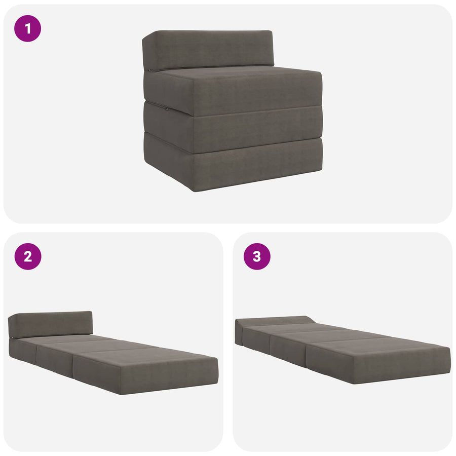 Vouwbare Bankbed Lichtgrijs 200 x 70 x 15 cm Katoen Stof