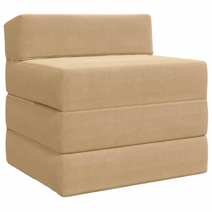 Vouwbare Bankbed Lichtgroen Grijs 200 x 70 x 15 cm Katoen Stof