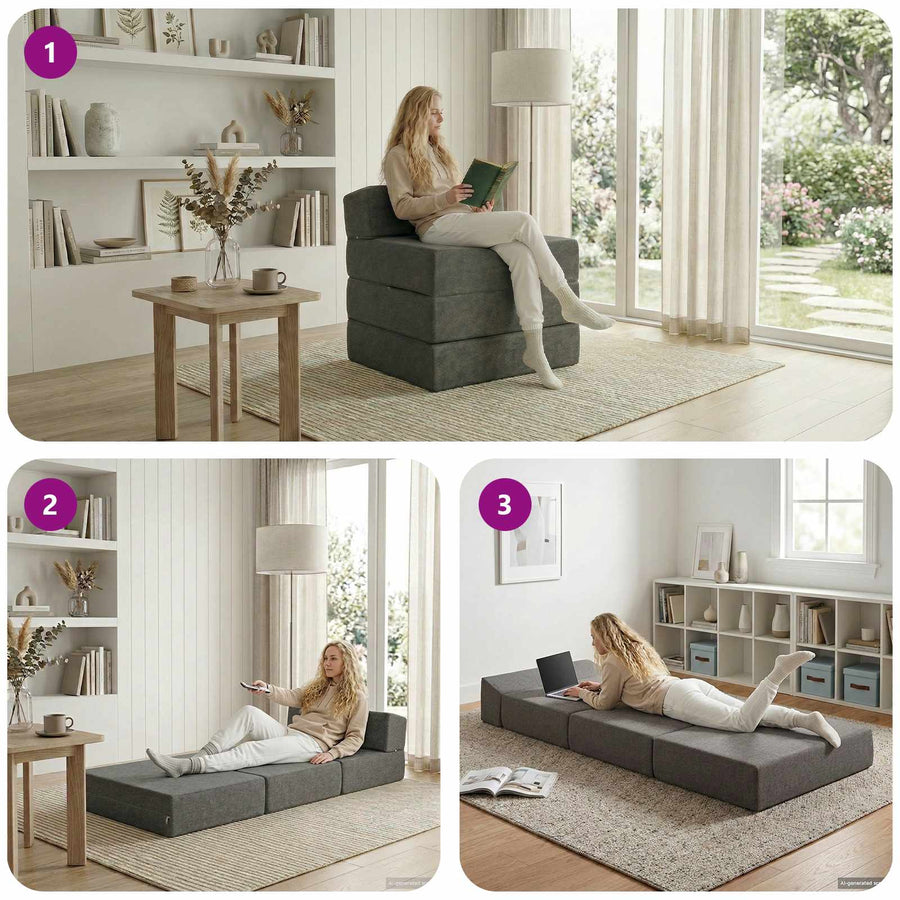 Vouwbare Bankbed Lichtgrijs 200 x 70 x 10 cm Stof