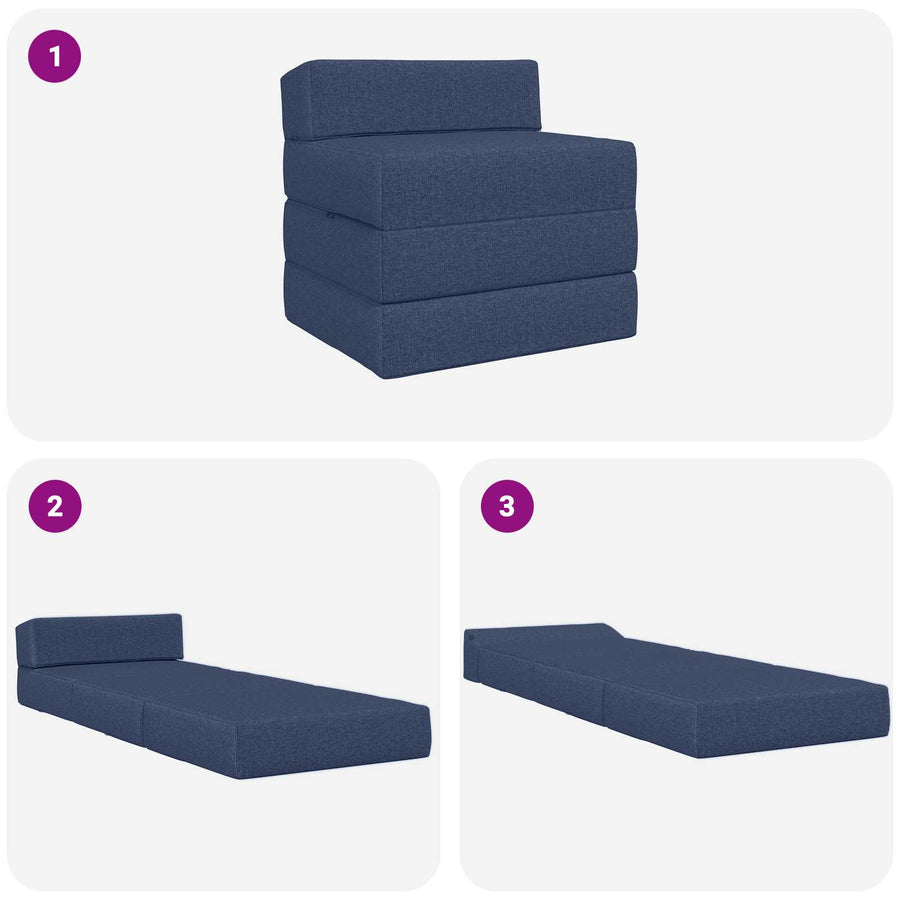 Vouwbare Bankbed Blauw 200 x 70 x 10 cm Stof