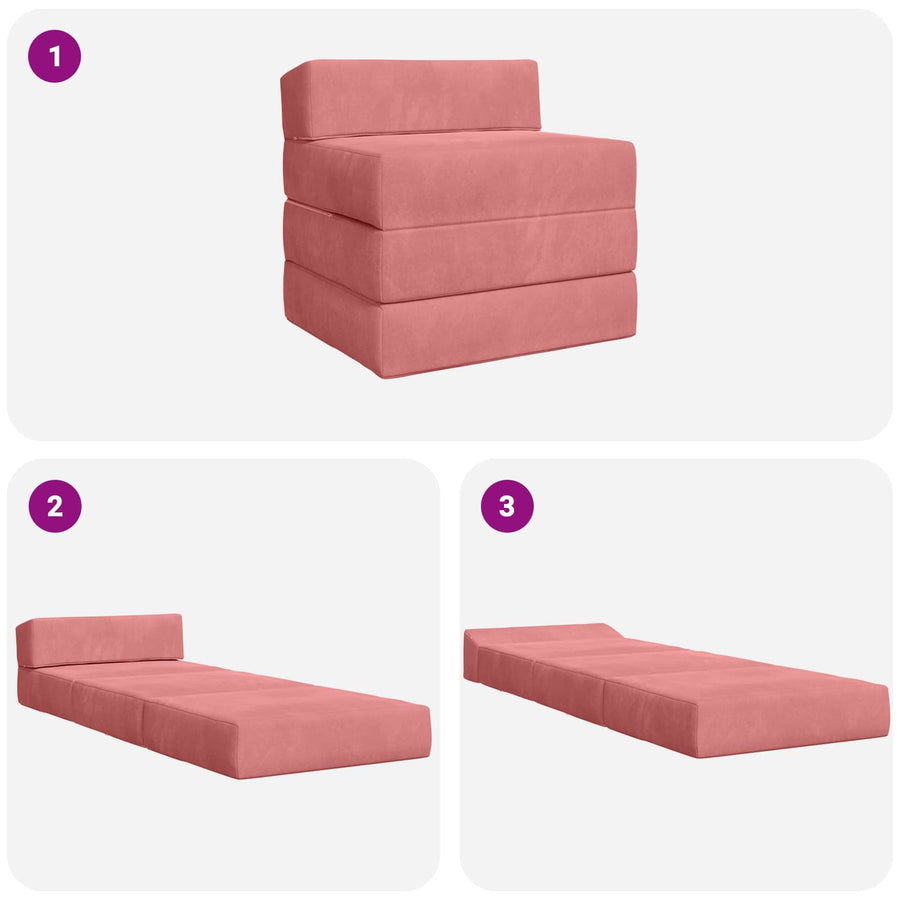 Vouwbare Bankbed Roze 200 x 70 x 10 cm Fluweel