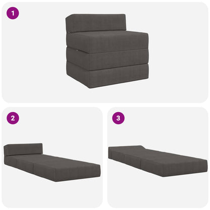Vouwbare Bankbed Donkergrijs 200 x 70 x 10 cm Katoen Stof