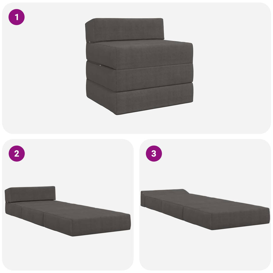 Vouwbare Bankbed Donkergrijs 200 x 70 x 10 cm Katoen Stof