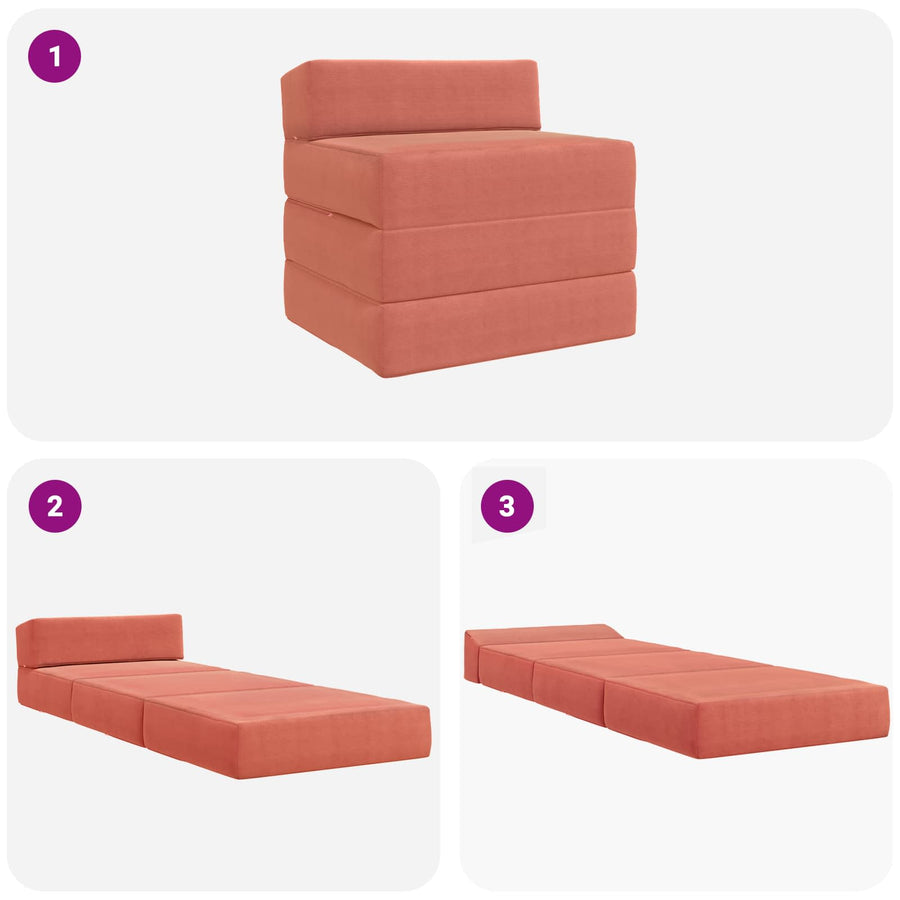 Vouwbare Bankbed Rood-oranje 200 x 70 x 10 cm Katoen Stof