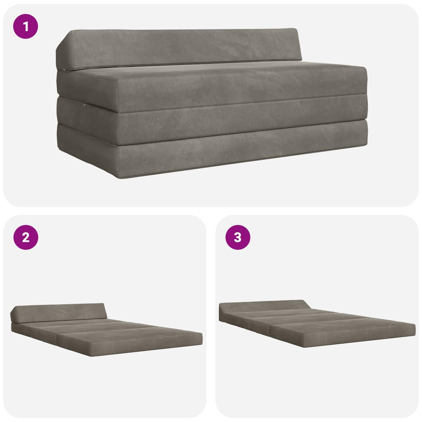 Vouwbare Bankbed Lichtgrijs 120 x 60 x 49 cm Stof